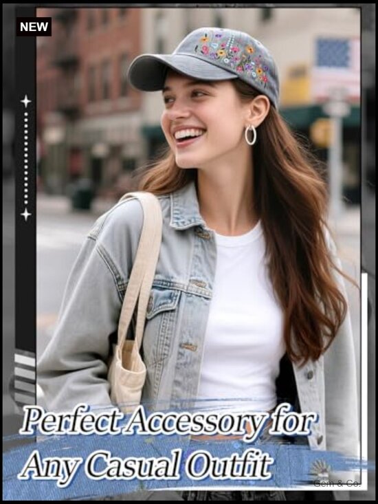 Embroidered Floral Baseball Cap - Adjustable Soft Breathable Hat Casual Outdoor main image 4